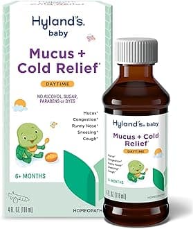 Hyland's Baby Mucus and Cold Relief, Daytime Baby Medicine, Infant Cold and Cough Remedy, Decongestant, 4 Fluid Ounce
