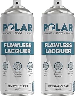 Polar Clear Matte Flawless Lacquer Spray - 2 x 13.5 Fl Oz - Clear Coat Spray Paint - Non-Yellowing & Scratch Resistant - Interior & Exterior Surfaces for Wood, Metal, Plastics, Glass & Ceramics