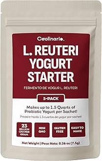 L Reuteri Yogurt Starter (5-Pack, 1.5g Sachets) Yoghurt Starter Culture with Lactobacillus Reuteri Probiotics | Creamy & Delicious | Non-GMO, No Preservatives, Gluten Free
