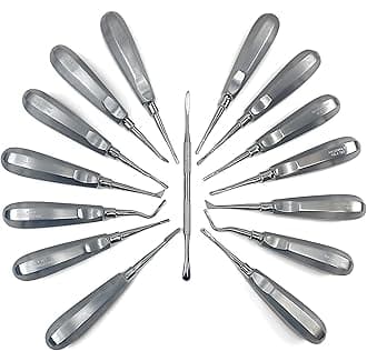 Root Elevator Set – Luxating Periotome, Apical Molt Osteotome, Root Extraction Instruments, Professional Oral Implant Tools - 15 Pcs