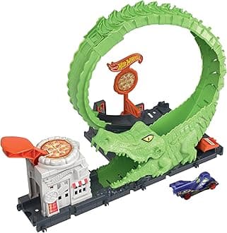 Gator Loop Pizza Place Playset, Track Set with 1 Toy Car