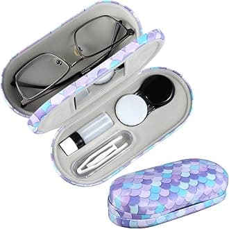 AITIME Contact Lens Case, Contact Case Kit, 2 in 1 Double Sided Portable Contact Lense Case and Eyeglasses Case, with Marbling, Multifunction, Durable, Compact, Portable Storage Kit