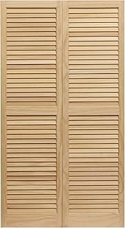 LTL Home Products AM-SHL67 Exterior Solid Wood Louvered Window Shutters, Unfinished Pine