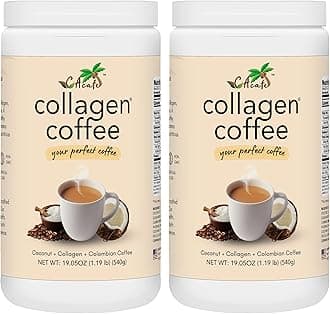 CAcafe Collagen Coffee | Coconut Infused Colombian Blend Coffee with Anti-Aging Collagen | Antioxidants & Natural Energy | 2 Pack