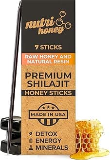 NATURAL SHILAJIT Honey Sticks - Shilajit Resin with Raw Honey, Fulvic Acid & Trace Minerals, Plant Based Nutrients for Energy, Immune Support & Vitality - 7 Shilajit Sticks