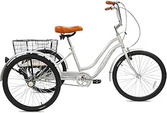 Hauler Adult Tricycle - 24/26 Inch - Steel Frame, Removable Rear Basket With Wheels, Alloy Rims, Parking Brake, Saddle with Springs, Vintage Design, Perfect for Shopping