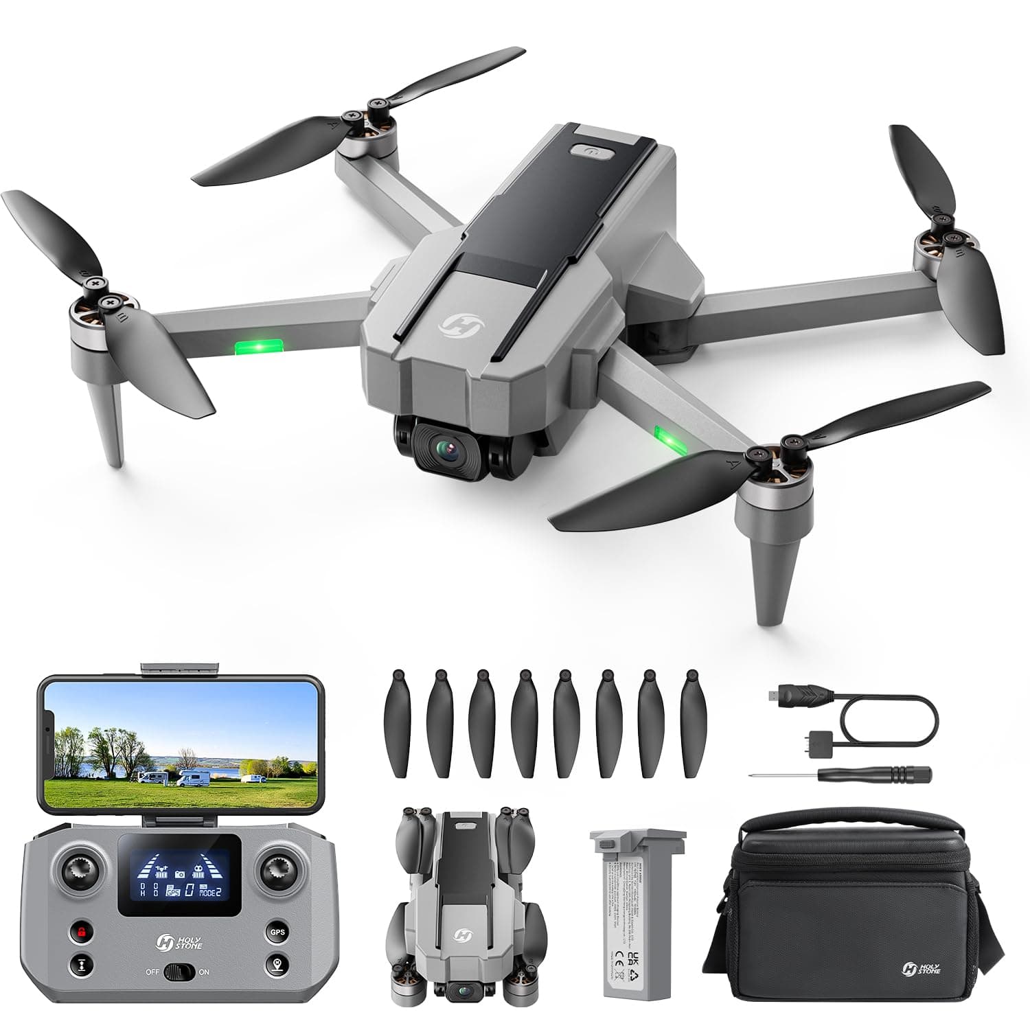 HS440G Drones for Adults with Camera 4K, Foldable GPS Drone with 23Mins Flight Time, Auto Return, Follow Me, Waypoints, 5G Transmission, Under 249g Easy for Beginners