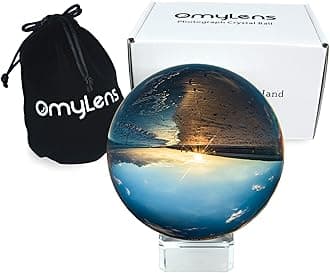 80mm Photography Lens Crystal Ball, K9 Lensball with Stand and Silk Bag for Photography Accessories and Props, Heal Magic Ball Decoration(8cm/3.15″ Set Clear Crystal Ball)