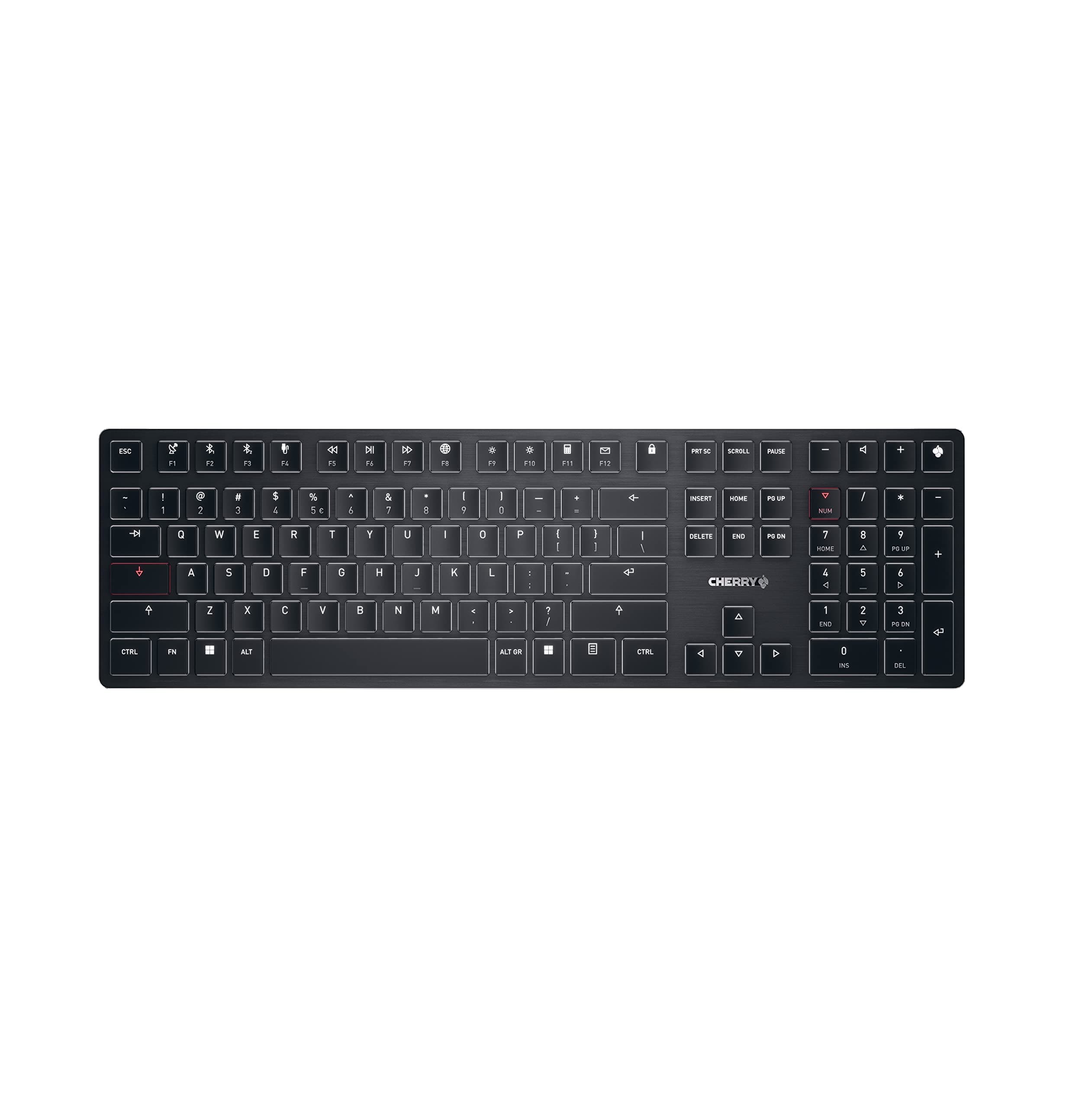 CHERRY KW X ULP, Ultra-Flat Mechanical High-End Keyboard, EU Layout (QWERTY), Wireless Multi-Device Keyboard for up to 4 Devices, Rechargeable, Black