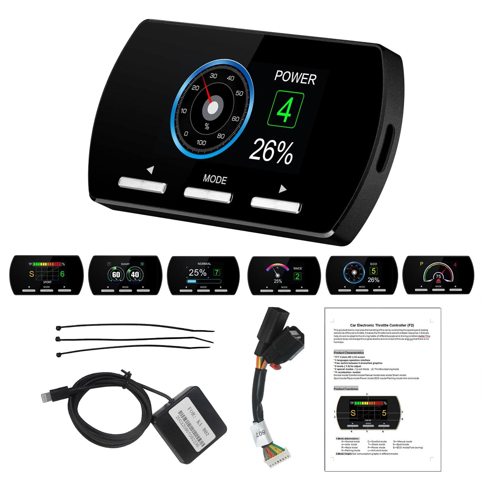 Throttle Response Controller,9 Drive 9-Mode Universal Smart Electronic Racing Accelerator For Dodge Maserati,F2