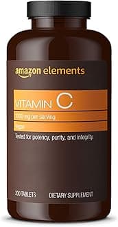 - Amazon Elements Vitamin C, 1000mg, Vegan, Supports Healthy Immune System, 300 Tablets