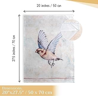 Maison d' Hermine Dish Towels 100% Cotton Kitchen Towels Absorbent Dishcloth for Home, Kitchen, Dining, Cocktail Parties & Camping, Flying Birds - Spring/Summer (Set of 3)