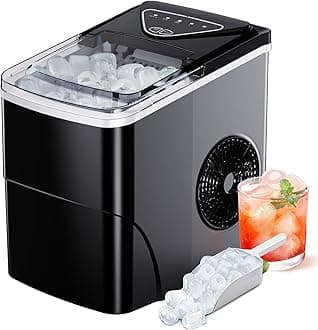 SilonnIce Makers Countertop, 9 Cubes Ready in 6 Mins, 26lbs in 24Hrs, Self-Cleaning Ice Machine with Ice Scoop and Basket, 2 Sizes of Bullet Ice for Home Kitchen Office Party