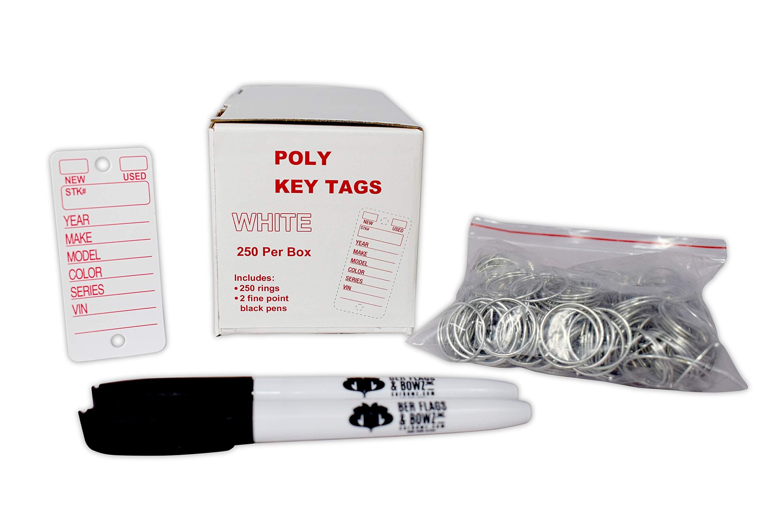 White, 250 per Box with Rings and Pens