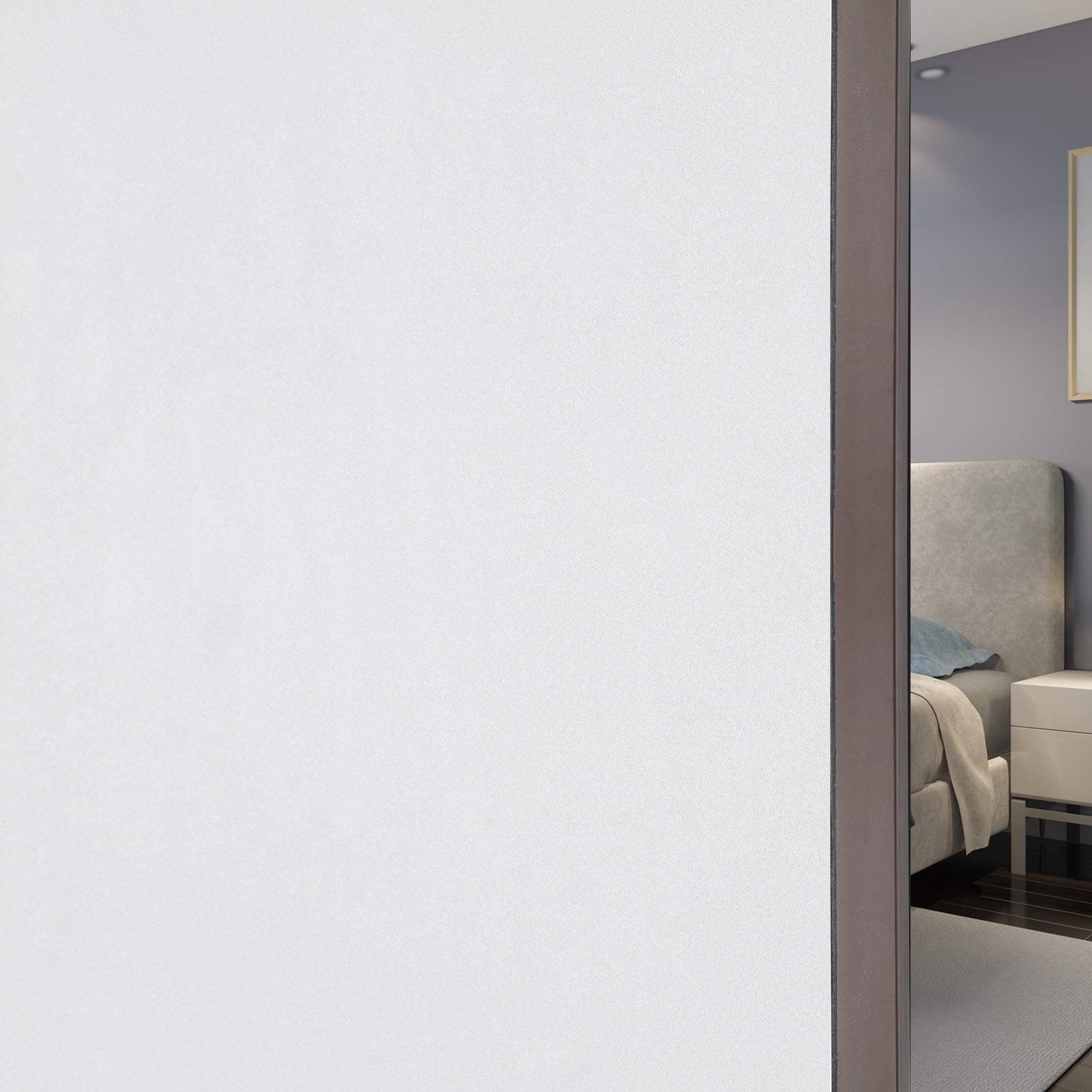 FEOMOS White Blackout Window Film - 100% Light Blocking Static Window Clings Privacy Total Blackout Window Coverings Room Darkening Easy Removal 60cm x 200cm