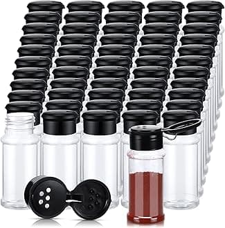 100 Pcs Plastic Spice Bottles Spice Jars Seasoning Jars Spice Bottles Spice Shaker Plastic Jars 3.3 Oz/ 100ml Seasoning Shaker with Shaker Lids for Storing Spice, Seasoning Powders (Black Lid)