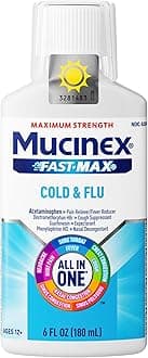 Fast-Max Cold and Flu Medicine All-in-One Maximum Strength Liquid for Chest Congestion, Cough, Sore Throat, Nasal Decongestant, 6 fl oz (Packaging May Vary)