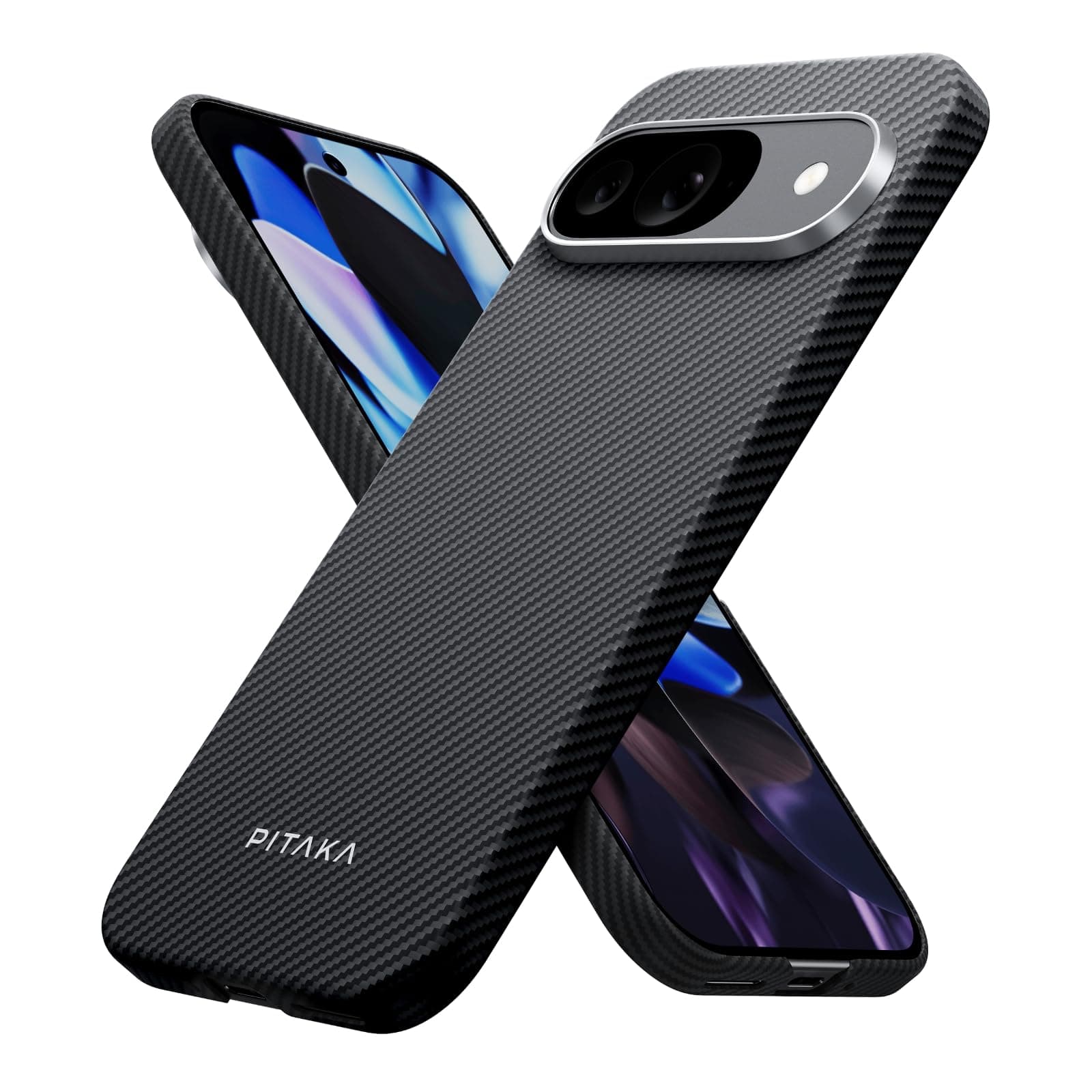 PITAKA MagEZ ケース 5 for Google Pixel 9/Pixel 9 Pro スリム&軽量 アラミドファイバーケース マグネット機能付き ブラック/グレー (ツイル)