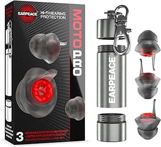 Moto PRO Motorcycle Ear Plugs - Reusable Ear Plugs for Noise Reduction - Hearing Protection for Motorcycles, Motorsports, Touring, Commuting & Racing - 24dB Noise Canceling, Silver Case