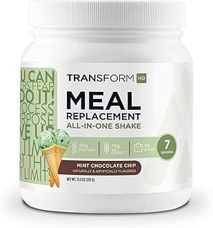 TransformHQ Meal Replacement Shake Powder 7 Servings (Mint Chocolate Chip) - 20G Protein per Serving, Non-GMO