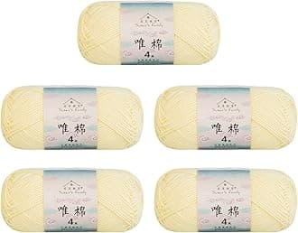 Susan's Family 4 ply 60% Cotton 40% Acrylic Yarn - Soft & Durable - 5 x 50g (1.76oz) - 655 Yards for Knitting & Crocheting - Baby Blankets, Amigurumi, Sweaters & More