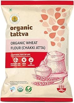 Organic Tattva Atta 5_kg | Organic Whole Wheat Flour | Nutritious Chakki Atta 5kg for Soft Rotis, Puris, Naan & Baking