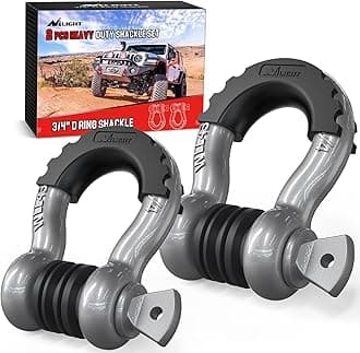 Nilight 2 Pack 3/4" D-Ring Shackle with 7/8" Screw Pin 41,887lbs Break Strength, Heavy Duty Off Road Recovery Shackle with Isolators Washers for Use with Tow Strap, Winch, Off-Road Jeep Truck Vehicle