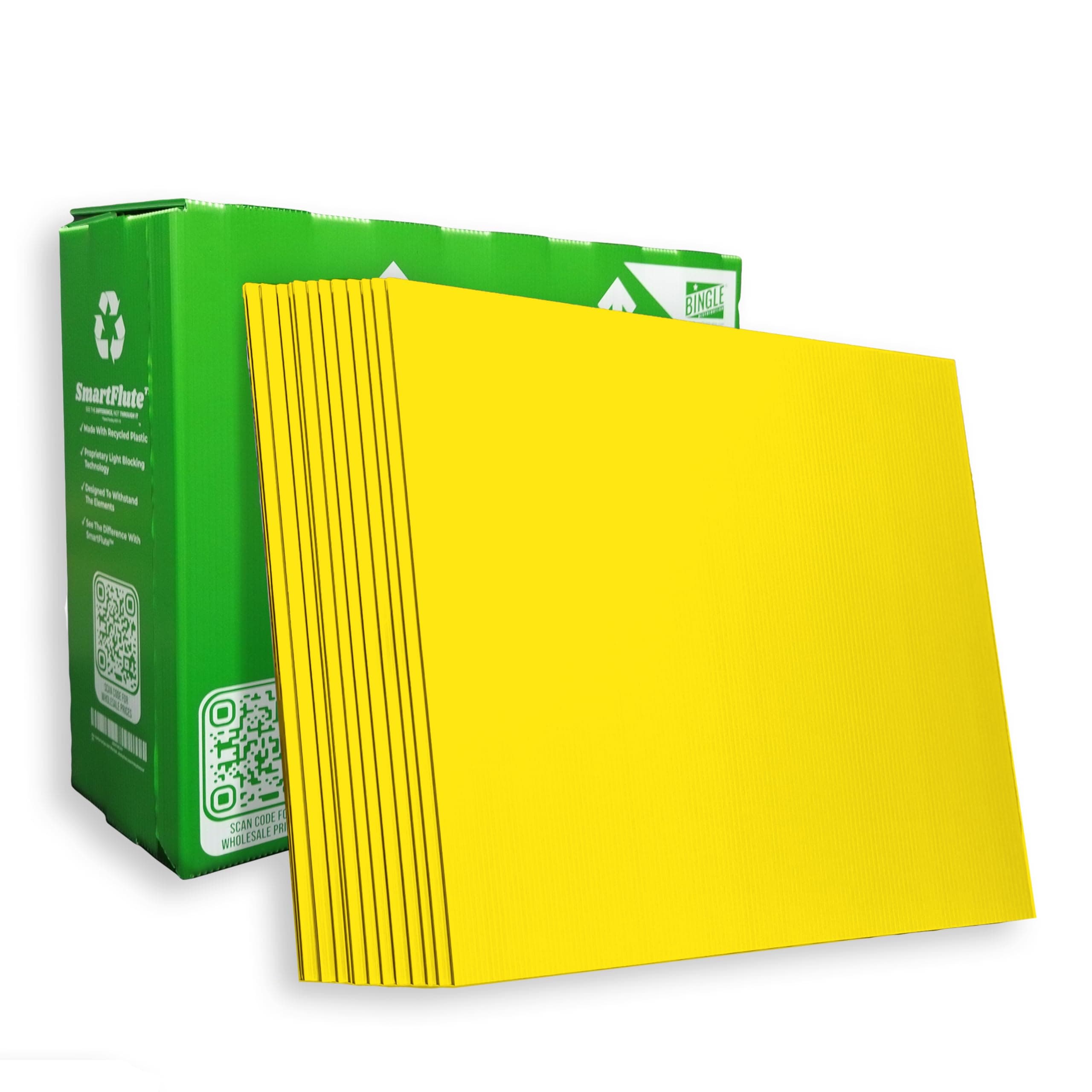 4MM YELLOW Blank Signs 24" x 18" Sheets High Grade Corrugated Plastic Short-Flute Indoor/Outdoor - Bulk Bundles (50)