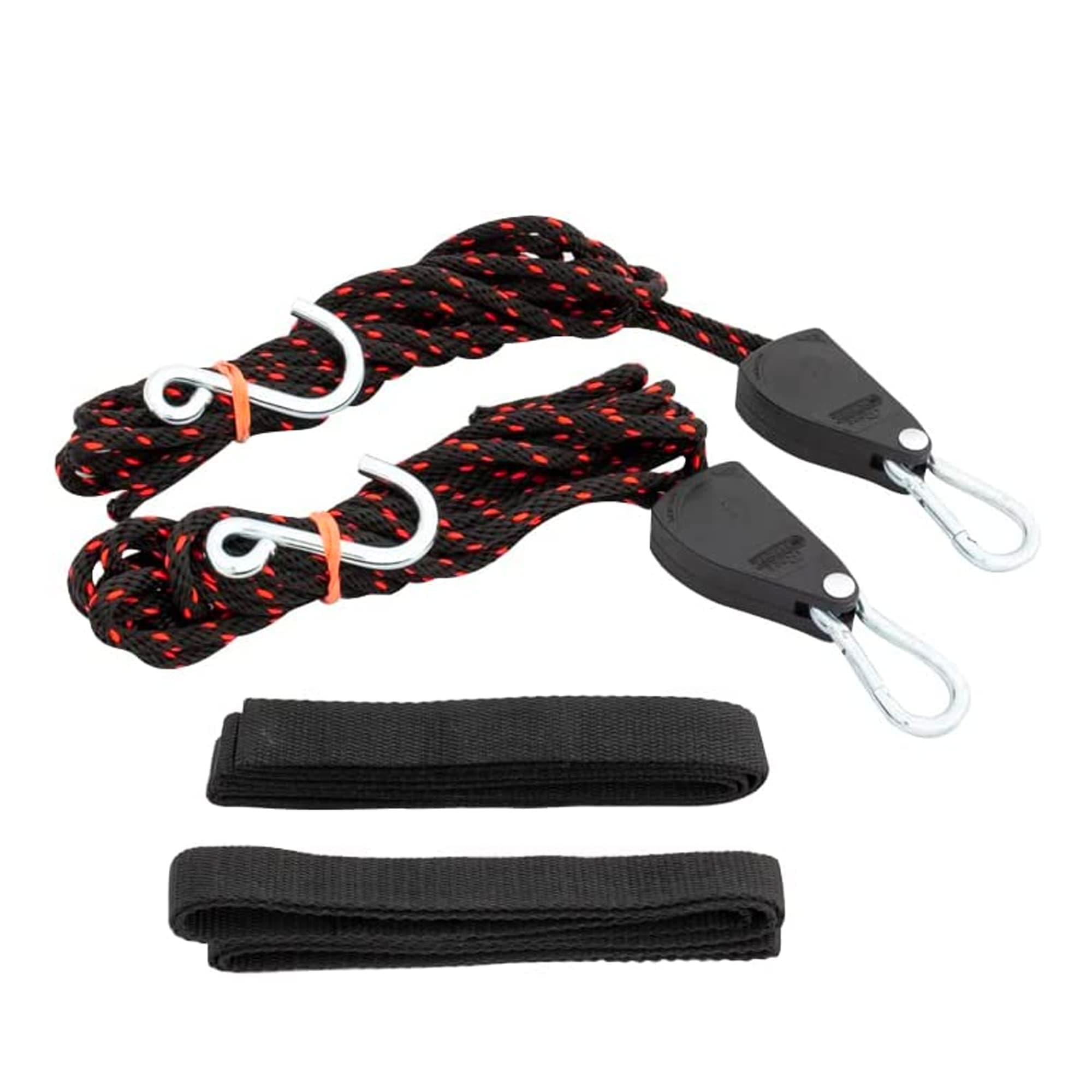 Rope Ratchet 10019 Kayak Tie Down Straps – 12' Solid Braided Polypropylene Rope with 1/4" Ratchet, Heavy Duty Cam Strap for Roof Rack, Canoe, Kayak, and Cargo, 150 lbs Capacity, Lashing Strap (2-Pack)