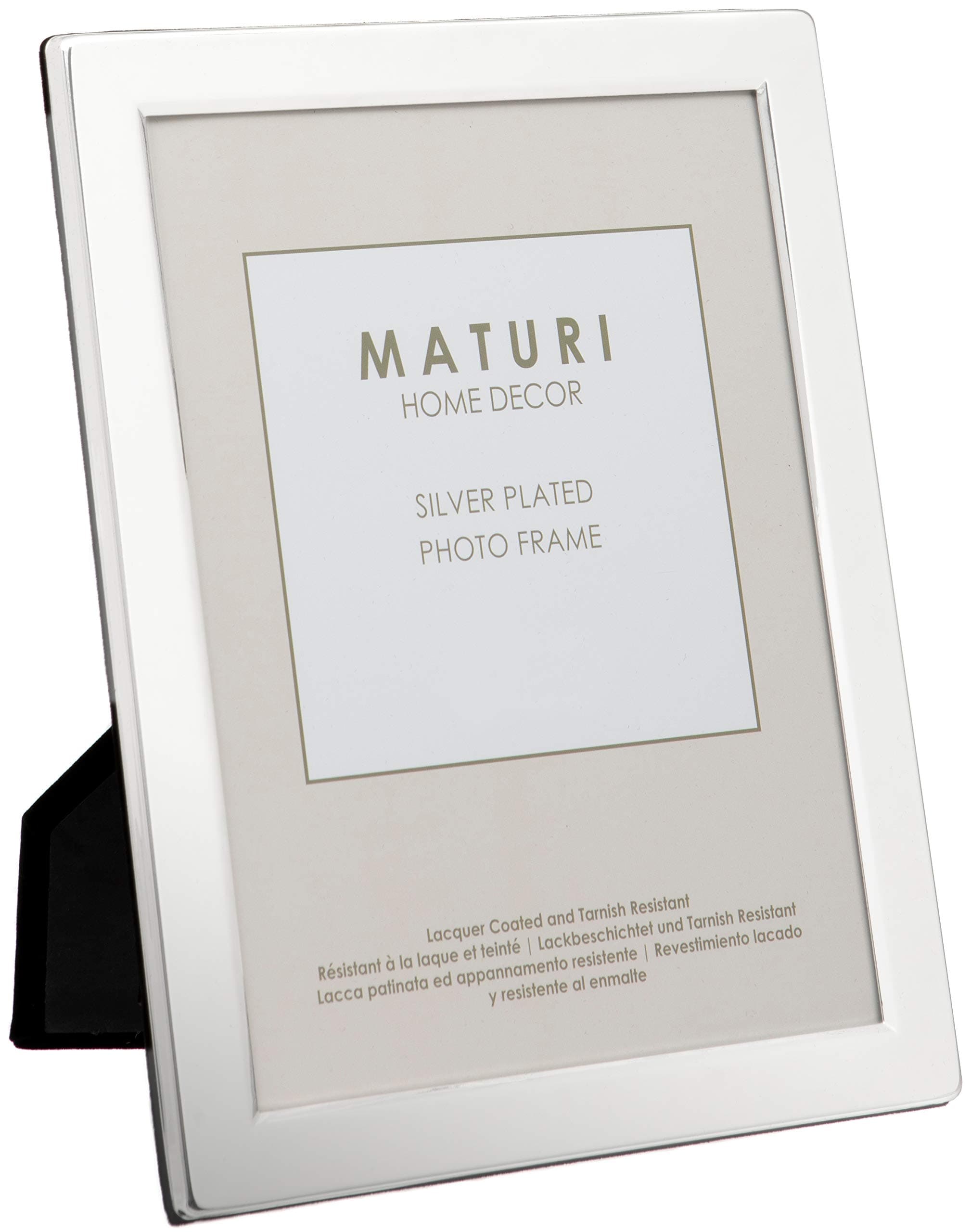 Maturi Silver Plated Photo Frame - Flat Edge Finish 8 x 10-inch (20 x 25cm)