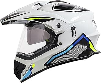 Steelbird Racer Off Road ISI Certified Motocross Double Visor Full Face Graphic Helmet Outer Clear Visor and Inner Silver Sun Shield