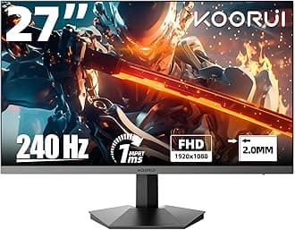 KOORUI 27 inch 240HZ FHD Gaming Monitor DCI-P3 90% Color Gamut 1MS,1080P, Freesync,DisplayPort.HDMI Cable Black VESA
