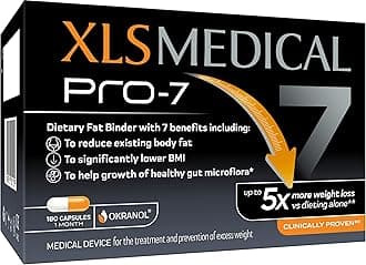 XLS Medical PRO-7 - Weight Loss Pills - Up to 5X More Weight Loss Versus Dieting Alone, 7 Clinically Proven Benefits - 180 Capsules - 1 Month Supply