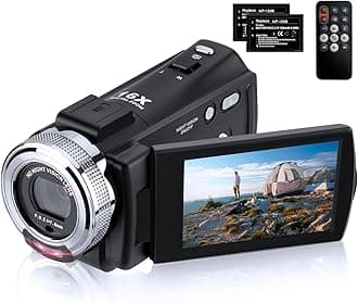 Video Camera Camcorder, Full HD 1080P 30FPS IR Night Vision Vlogging Camera for YouTube Kids, 3.0 Inch LCD Screen 16X Zoom Digital Camera with 2 Batteries
