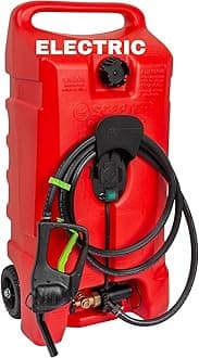 14 Gallon Gas Caddy with Electric Fuel Pump, Flo ‘N Go Powered Portable Fuel Tank with Fill-Rite Transfer Pump and 10-Foot Hose for Farm, Marine, Commercial, and Home Use, Gasoline, Red
