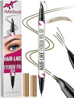 Curved Eyebrow Pen - Eyebrow Pencil, Brow Pencil 2-in-1 Dual-Ended Microblading Eyebrow Pen with Curved Tip and Precise Brush-Tip for Natural Hair-Like Brows, Last All-Day, Light Brown