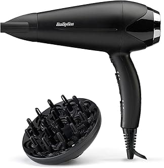 Turbo Smooth Hair Dryer - 2200W Powerful Blow Dryer, Large Diffuser, Ionic Frizz-Free Conditioning, 3 Heat & 2 Speed Settings, Black, 5572U