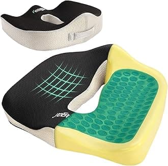 Gel Seat Cushion for Back Pain-Orthopedic Non-Slip Memory Foam Coccyx Cushion for Tailbone Relief Sciatica Hemorrhoid, Office Chair Cushions Wheelchair, Recliner, Car Seats