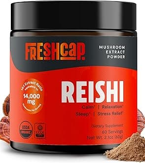 FreshCap Mushrooms Reishi Mushroom Powder 14,000mg - Organic Mushroom Extract Supplement Powder, Ayurveda Nootropic Red Reishi Supplement Blend (60 Servings)
