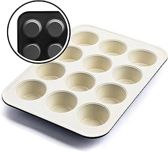 GreenLife Bakeware Healthy Ceramic Nonstick, 12 Cup Muffin and Cupcake Baking Pan, PFAS-Free, Black