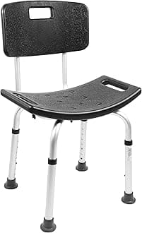 PEPE Mobility Shower Chair to Sit on in Shower, Height Adjustable with Non-Slip Tips, Removable Backrest, Tool-Free Assembly, Black, Safety Bath Seat