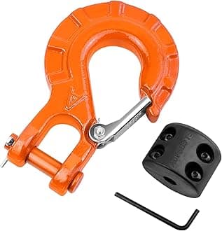 AUTOBOTS Upgrade Heavy Duty Winch Hook Forged Steel 3/8" Grade 70 Safety Latch Winch Cable Hook Stopper & Clevis Slip Winch Hook Sets, Max 35,000 lbs,Orange