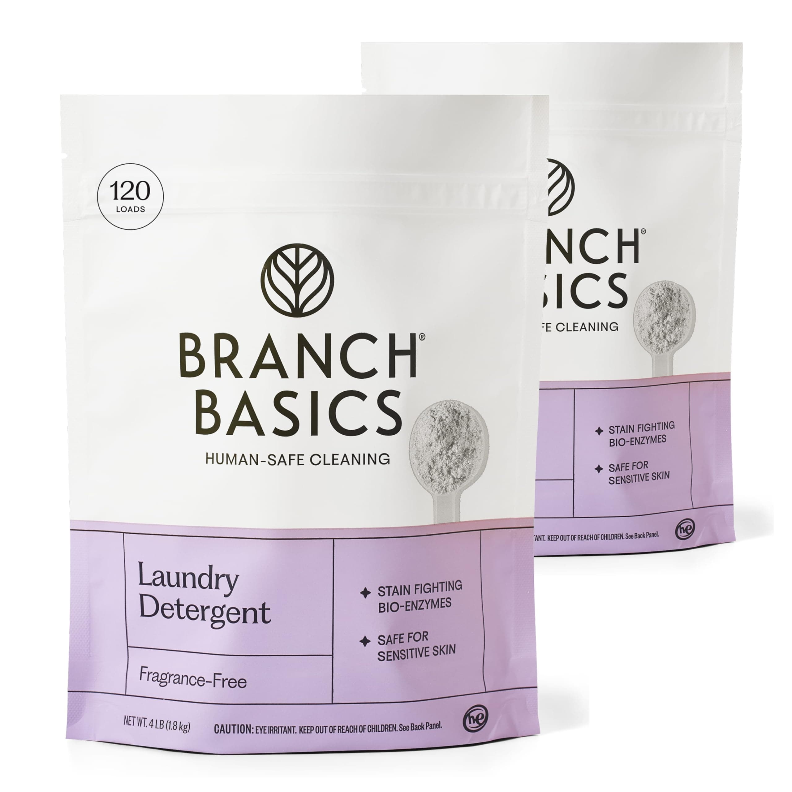 Laundry Detergent – 2 Pack, 4lbs per | Plant & Mineral-Based Formula | Lifts Stains & Removes Odor | Plastic-Free, Fragrance-Free & Safe for Sensitive Skin