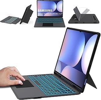 for Samsung Galaxy Tab S9 Ultra/S8 Ultra/S10 Ultra 14.6" Keyboard Case : 7 Color Backlit Detachable Keyboard Cover with Smart Touchpad - Auto Wake/Sleep Tablet Case with S-Pen Holder,Black