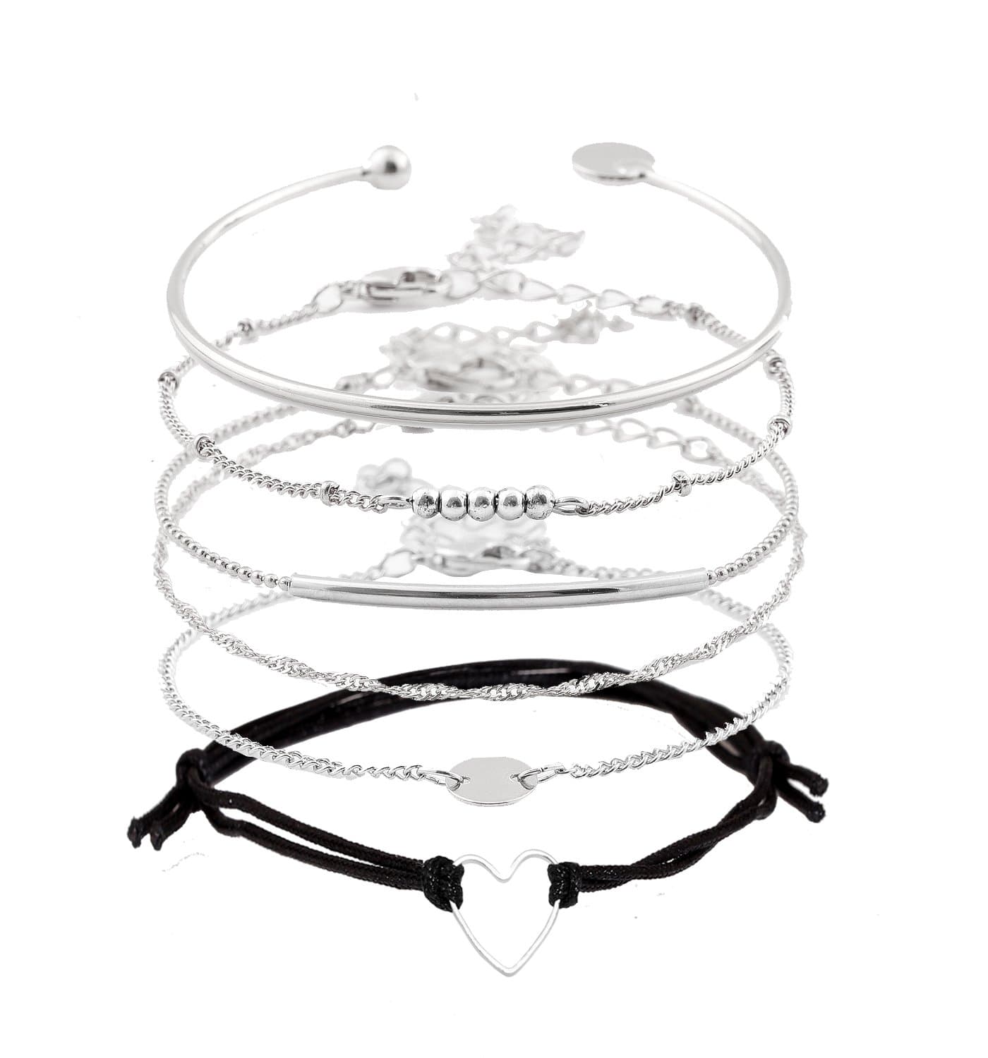 Layered Bracelet Set Assorted Beaded Bracelet Multiple Stackable Wrap Bangle Jewelry Adjustable