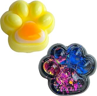 2PCS Taba Squishy，Cat paw，Very Sticky and Soft Squishy，Various Styles taba Squishy paw，with Cartoon Box，Surprise Gift for Kids and Adults.(Egg＆Two-Colour)