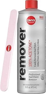 Onyx Professional 100% Pure Acetone Nail Polish Remover Kit with 7 inch Nail File, Maximum-Strength Nail Polish Remover for Gel, Artificial & Glitter Nail Polish, Quick and Effective Formula, 16 Fl Oz