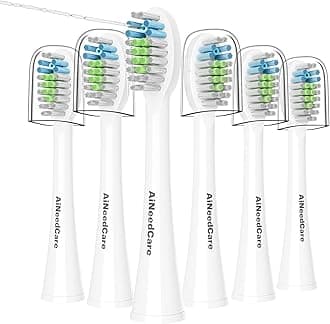 Toothbrush Head Replacement for Waterpik, 6 Pack Flossing Brush Heads Compatible with Water-pik Sonic Fusion 2.0 / SF-01, SF-02, SF-03 & SF-04