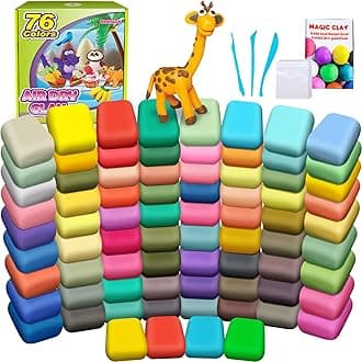 ESSENSON Air Dry Clay 76 Colors, Modeling Clay for Kids, DIY Molding Magic Clay for with Tools, Toys Gifts for Age 3 4 5 6 7 8+ Years Old Boys Girls Kids