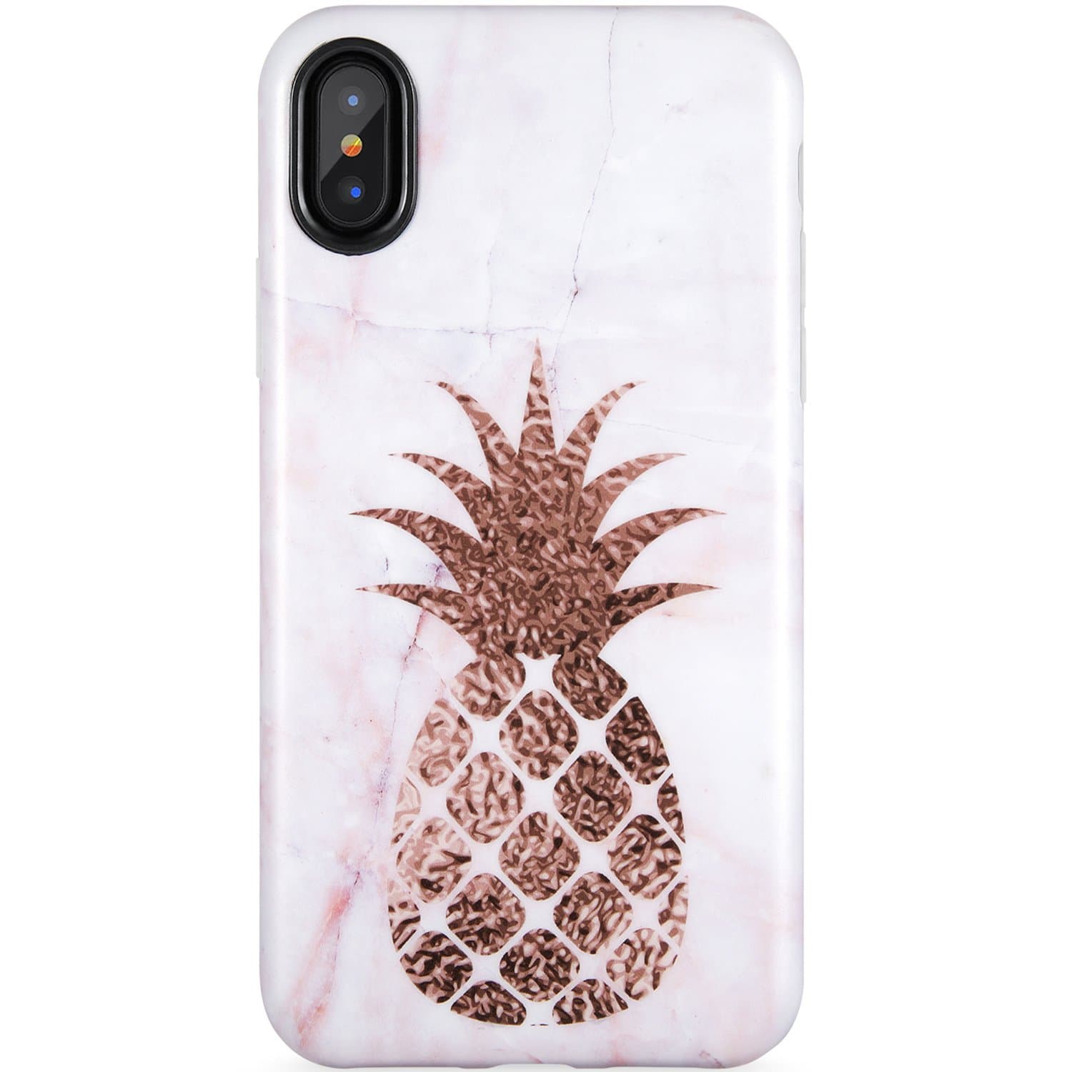 iPhone X Case,iPhone Xs Case, A Pineapple and Marble,ZADORN Slim Fit Cute for Women Girls Clear Bumper Soft Silicone TPU Thin Cover Best Protective Phone Case for iPhone X/iPhone Xs[5.8"]